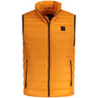 Orange Polyamide Men JacketIndulge in the epitome of contemporary style with this striking orange Hugo Boss jacket. A seamless blend of functionality and fashion, it sports a sleeveless design perfect for layering, alongside two external pockets and an ad