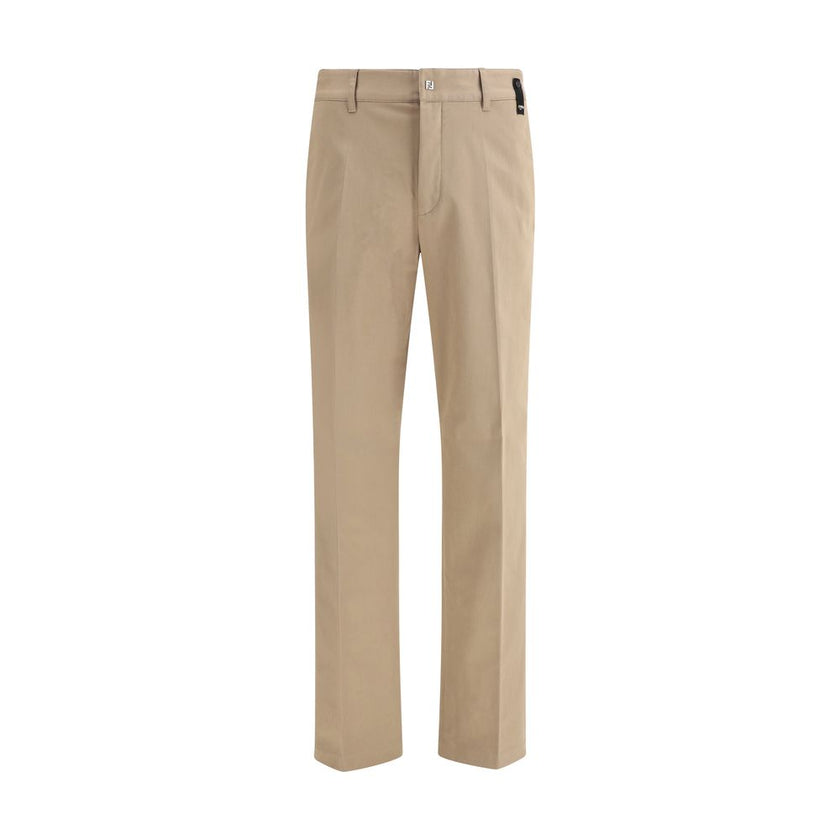 Brown Cotton Casual PantsFendi’s cotton New Rich Pants combine clean lines and distinctive details for a contemporary, refined look. Made of high-quality cotton, they feature a front zipper and button closure, belt loops at the waist, and a functional des