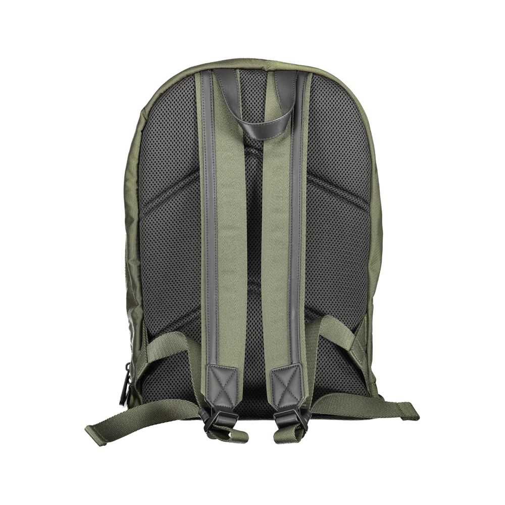 Green Polyester BackpackBACKPACK 1 HANDLE, ADJUSTABLE STRAPS, 1 EXTERNAL POCKET, 1 INTERNAL POCKET, 1 INTERNAL COMPARTMENT WITH LAP-TOP HOLDER, PEN HOLDER SPACES, CONTRASTING DETAILS, WATER REPELLENT, ZIP CLOSURE, APPLICATION, LOGO, 95% RECYCLED POLYESTER