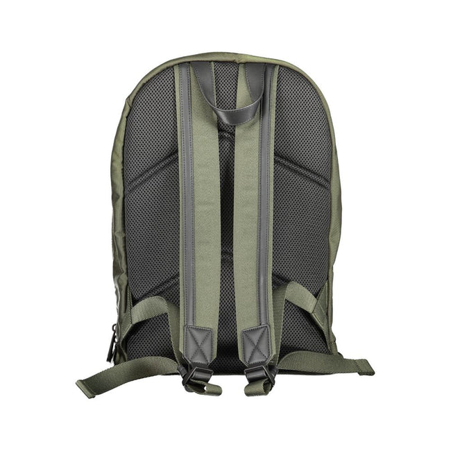 Green Polyester BackpackBACKPACK 1 HANDLE, ADJUSTABLE STRAPS, 1 EXTERNAL POCKET, 1 INTERNAL POCKET, 1 INTERNAL COMPARTMENT WITH LAP-TOP HOLDER, PEN HOLDER SPACES, CONTRASTING DETAILS, WATER REPELLENT, ZIP CLOSURE, APPLICATION, LOGO, 95% RECYCLED POLYESTER