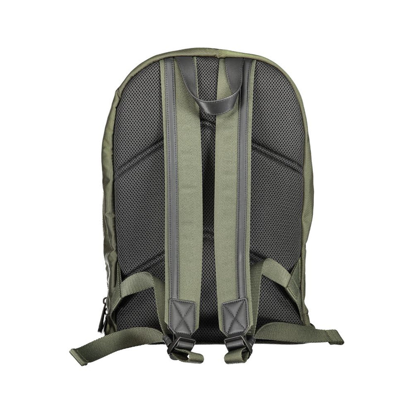 Green Polyester BackpackBACKPACK 1 HANDLE, ADJUSTABLE STRAPS, 1 EXTERNAL POCKET, 1 INTERNAL POCKET, 1 INTERNAL COMPARTMENT WITH LAP-TOP HOLDER, PEN HOLDER SPACES, CONTRASTING DETAILS, WATER REPELLENT, ZIP CLOSURE, APPLICATION, LOGO, 95% RECYCLED POLYESTER