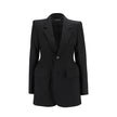 Black Wool BlazerWool Blazer Jacket by Balenciaga featuring front button closure, classic lapels, two side flap welt pockets, one front welt pocket, structured shoulders, regular fit. Season: AW25 Composition: 100% Wool MADE IN ITALYBlack Wool Blazer${tag