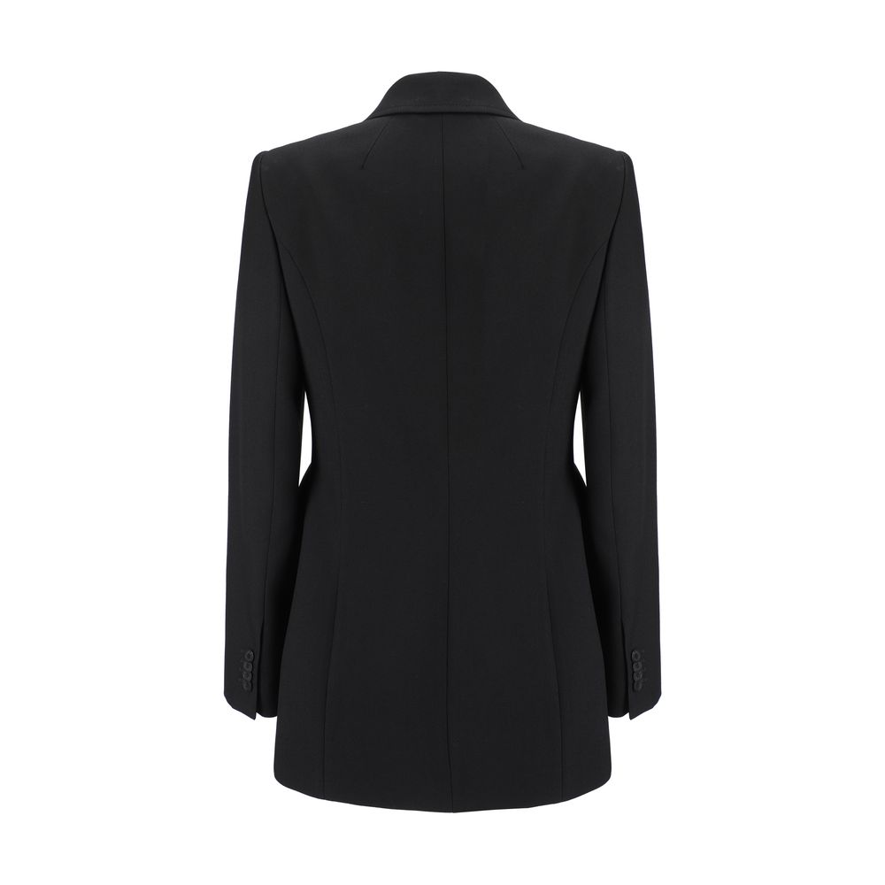 Black Wool BlazerWool Blazer Jacket by Balenciaga featuring front button closure, classic lapels, two side flap welt pockets, one front welt pocket, structured shoulders, regular fit. Season: AW25 Composition: 100% Wool MADE IN ITALYBlack Wool Blazer${tag