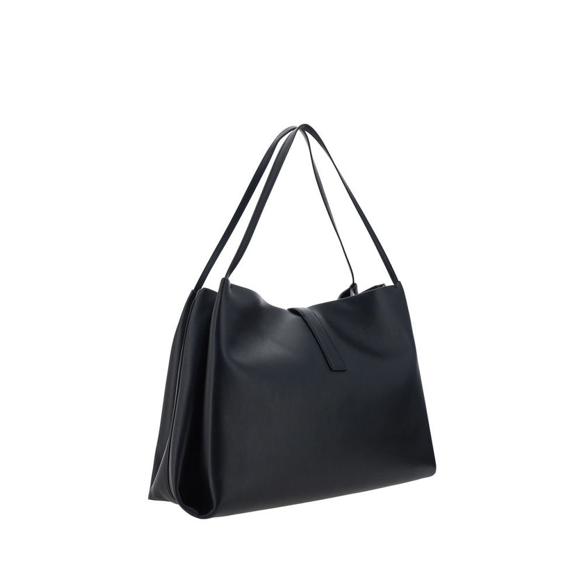 Black Calf Leather Bos Taurus HandbagLeather Handbag by Ferragamo, double flat top handles, magnetic flap top closure, grained leather design, iconic three-dimensional logo applique on front, interior welt pocket. Season: AW25 Dimension: 38x38x17 Composit