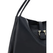Black Calf Leather Bos Taurus HandbagLeather Handbag by Ferragamo, double flat top handles, magnetic flap top closure, grained leather design, iconic three-dimensional logo applique on front, interior welt pocket. Season: AW25 Dimension: 38x38x17 Composit