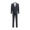 Black Fleece Wool Two-Piece SuitDsquared2 Virgin Wool London Suit, consisting of jacket and pants. Wool blazer jacket, front button closure, three welt pockets on the front with flap, one slit pocket on the front, peaked lapels. Classic wool pants, front