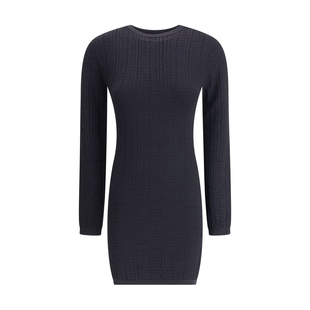 Black Viscose Casual DressBalmain’s PB patterned short Dress is a fitted long-sleeved style featuring an elegant ribbed crew neck. An iconic garment that combines sophisticated style with a wrap-around fit, perfect for a bold contemporary look. Season: AW