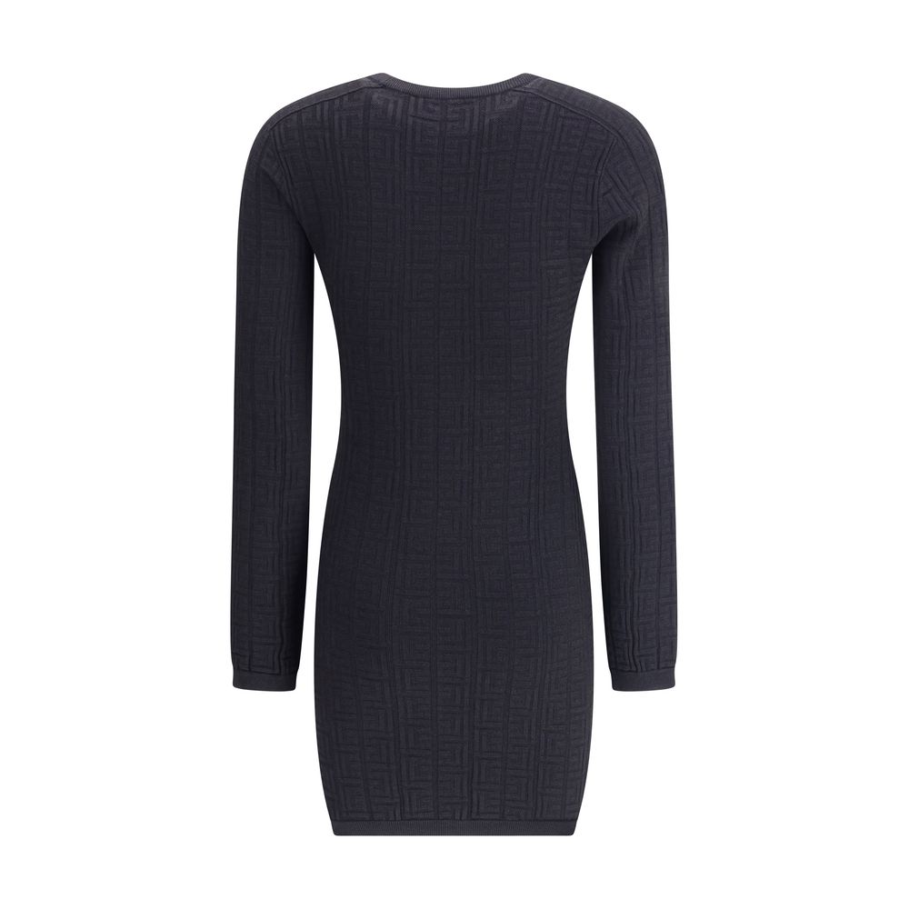 Black Viscose Casual DressBalmain’s PB patterned short Dress is a fitted long-sleeved style featuring an elegant ribbed crew neck. An iconic garment that combines sophisticated style with a wrap-around fit, perfect for a bold contemporary look. Season: AW