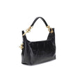 Black Calf Leather Bos Taurus Shoulder BagBalmain’s leather Sync Shoulder Bag combines bold elegance with iconic details. Featuring double handles, one in gold chain and the other in leather; it has a top zipper closure and leather slider for a practical