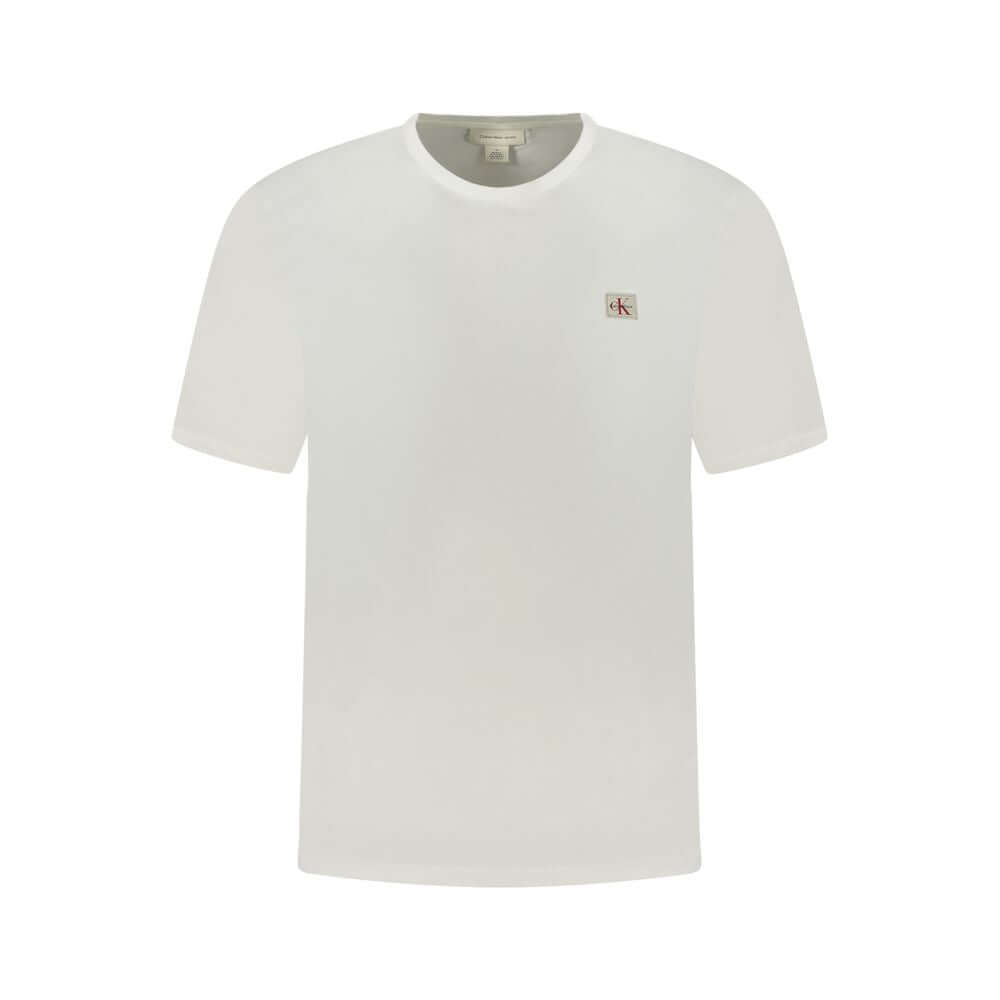 White Cotton Men T-ShirtElevate your wardrobe with the timeless sophistication of a Calvin Klein crew neck T-shirt. This finely crafted piece stands out with a subtle designer touch, featuring an iconic Calvin Klein logo appliqué that commands attention.