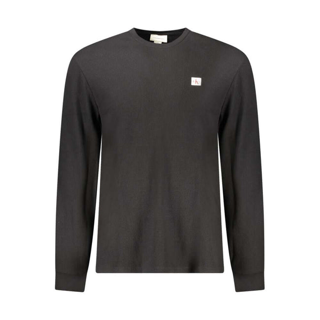 Black Cotton Men SweaterElevate your wardrobe with a timeless staple that exudes modern sophistication. This Calvin Klein long-sleeved T-shirt boasts the perfect blend of style and comfort, making it an essential addition to any fashion-forward ensemble.