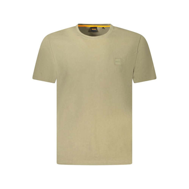 Green Cotton Men T-ShirtElevate your casual ensemble with this enviable Hugo Boss T-shirt. Crafted for the modern man who appreciates timeless sophistication, this short-sleeve, crew neck tee is accentuated with intricate embroidery and a distinctive logo