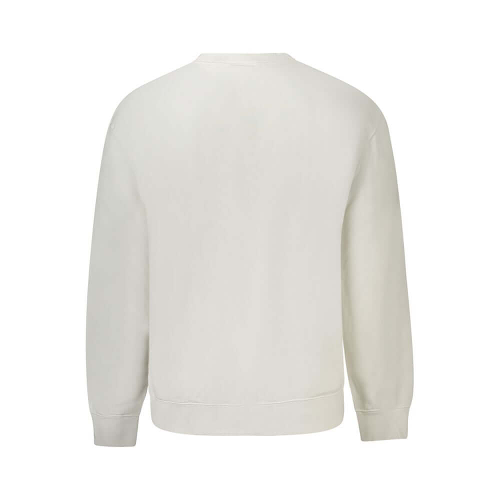 White Cotton Men SweaterElevate your wardrobe with the chic sophistication of Calvin Klein. This brushed long sleeve sweatshirt, featuring a sleek crew neck and a bold logo application, is the epitome of urban elegance. Crafted from a premium blend of cot