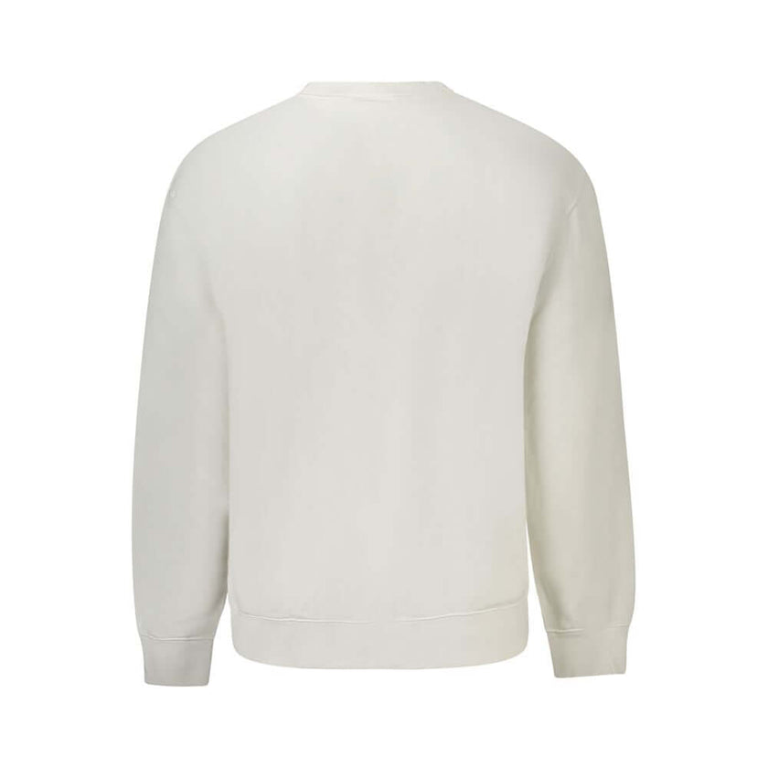 White Cotton Men SweaterElevate your wardrobe with the chic sophistication of Calvin Klein. This brushed long sleeve sweatshirt, featuring a sleek crew neck and a bold logo application, is the epitome of urban elegance. Crafted from a premium blend of cot