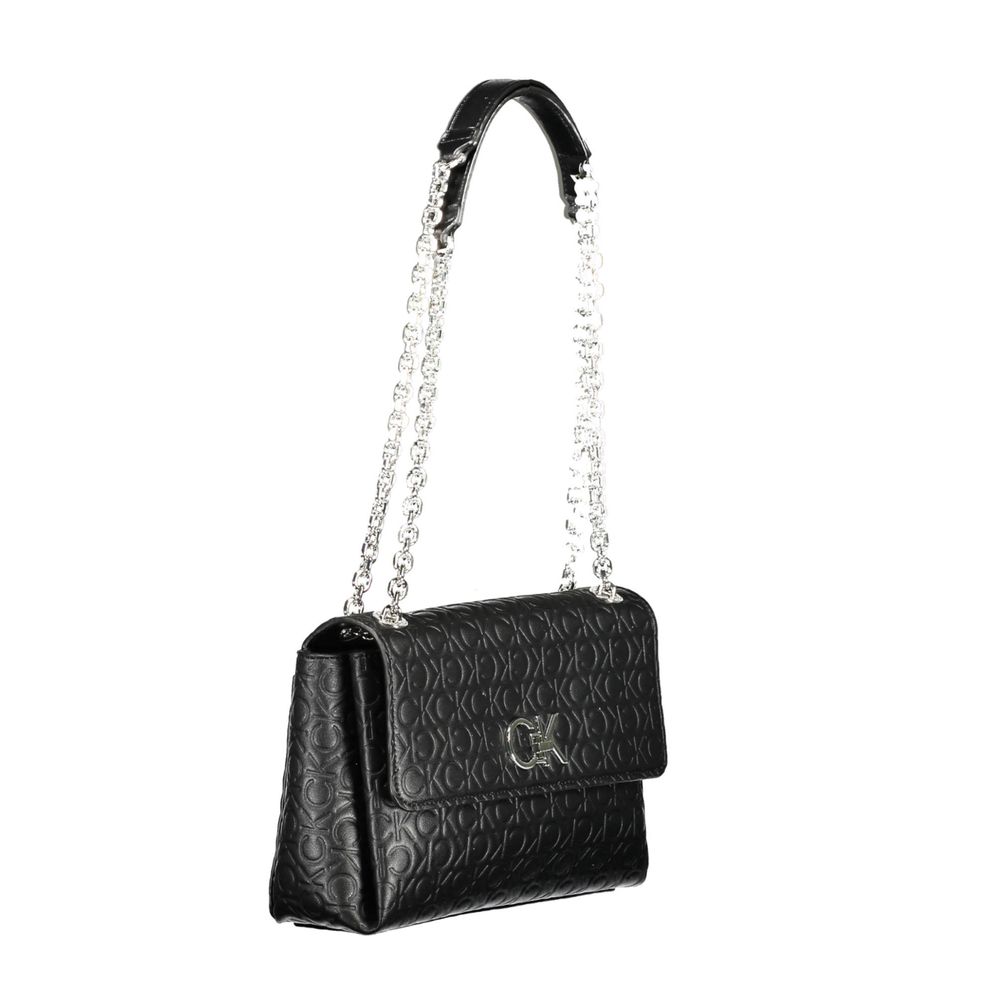 Black Polyester Handbagbag 2 chain handles, 1 external pocket, 2 compartments, 1 internal pocket, contrasting details, twist lock, logo, 100% recycled polyesterBlack Polyester Handbag${tagsCalvin KleinAulae Black Polyester Handbag Calvin KleinAulae Black