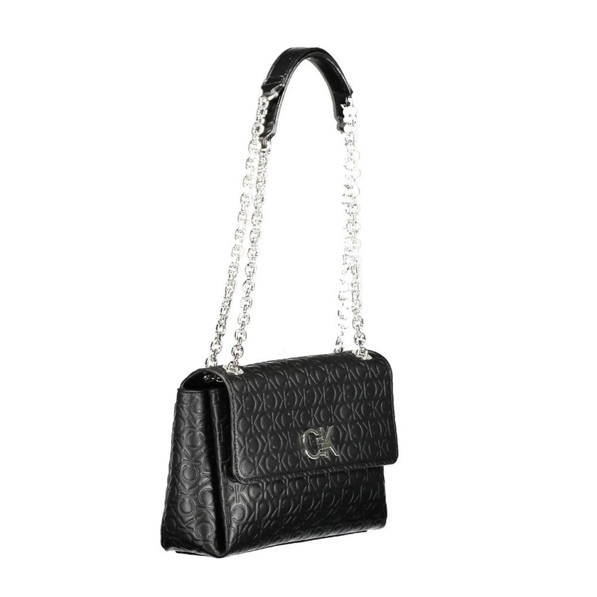 Black Polyester Handbagbag 2 chain handles, 1 external pocket, 2 compartments, 1 internal pocket, contrasting details, twist lock, logo, 100% recycled polyesterBlack Polyester Handbag${tagsCalvin KleinAulae Black Polyester Handbag Calvin KleinAulae Black