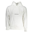 White Cotton Men SweaterIndulge in the epitome of chic comfort with this Calvin Klein hooded sweatshirt. Crafted for those who appreciate the subtle blend of style and coziness, it features a classic white fleece, elegantly embroidered with the brand’s ic
