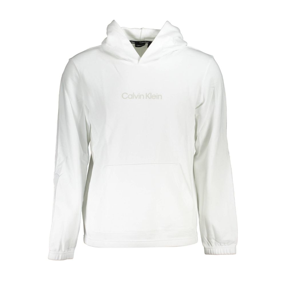 White Cotton Men SweaterElevate your style with this sleek Calvin Klein sweatshirt, a piece that seamlessly blends comfort with the label’s signature minimalist aesthetic. The long-sleeved, brushed design features a cozy hood and a convenient central pock