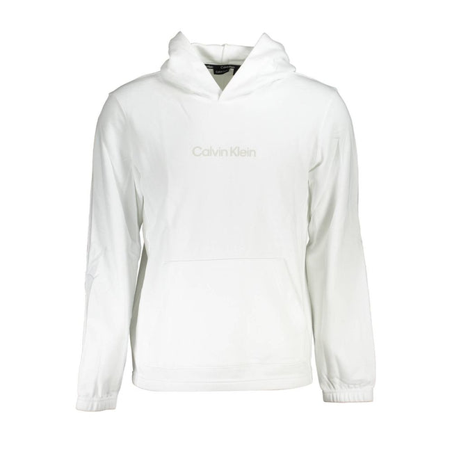 White Cotton Men SweaterElevate your style with this sleek Calvin Klein sweatshirt, a piece that seamlessly blends comfort with the label’s signature minimalist aesthetic. The long-sleeved, brushed design features a cozy hood and a convenient central pock