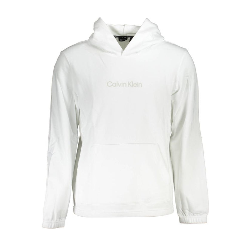 White Cotton Men SweaterElevate your style with this sleek Calvin Klein sweatshirt, a piece that seamlessly blends comfort with the label’s signature minimalist aesthetic. The long-sleeved, brushed design features a cozy hood and a convenient central pock