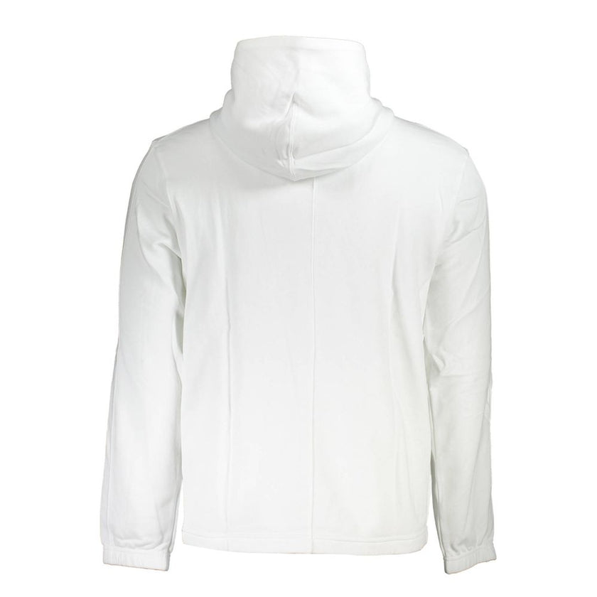 White Cotton Men SweaterElevate your style with this sleek Calvin Klein sweatshirt, a piece that seamlessly blends comfort with the label’s signature minimalist aesthetic. The long-sleeved, brushed design features a cozy hood and a convenient central pock