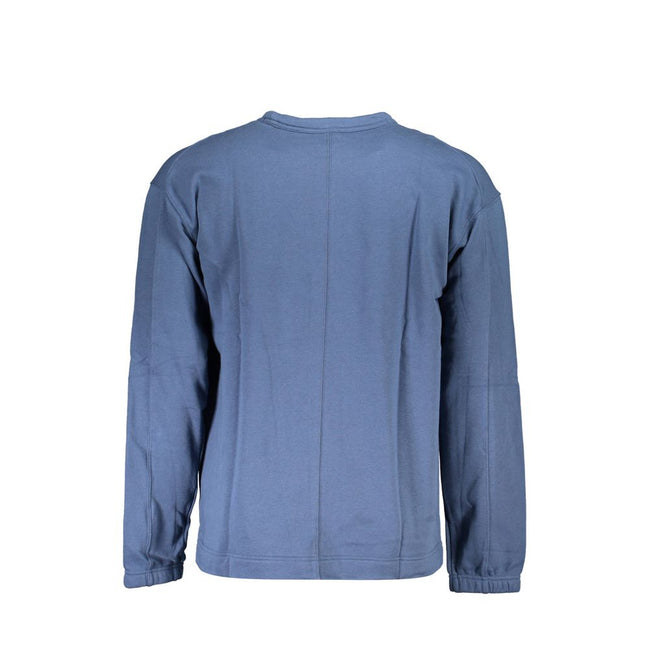 Blue Cotton Men SweaterExperience the epitome of sleek comfort with this Calvin Klein sweatshirt. Crafted for the fashion-forward, this piece blends effortless style with the coziness of brushed cotton and polyester. A standout blue hue is the canvas for