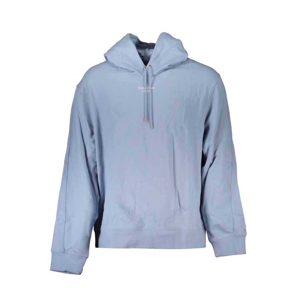 Blue Cotton Men SweaterElevate your casualwear with this statement-making Calvin Klein hoodie. Exuding urban sophistication, the long-sleeved sweatshirt, crafted from sumptuously soft cotton, showcases a bold print and the iconic Calvin Klein logo. Its br