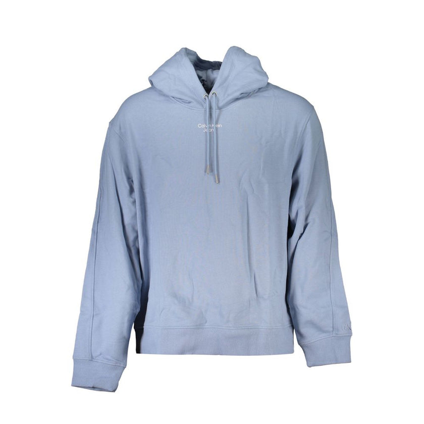 Blue Cotton Men SweaterElevate your casualwear with this statement-making Calvin Klein hoodie. Exuding urban sophistication, the long-sleeved sweatshirt, crafted from sumptuously soft cotton, showcases a bold print and the iconic Calvin Klein logo. Its br