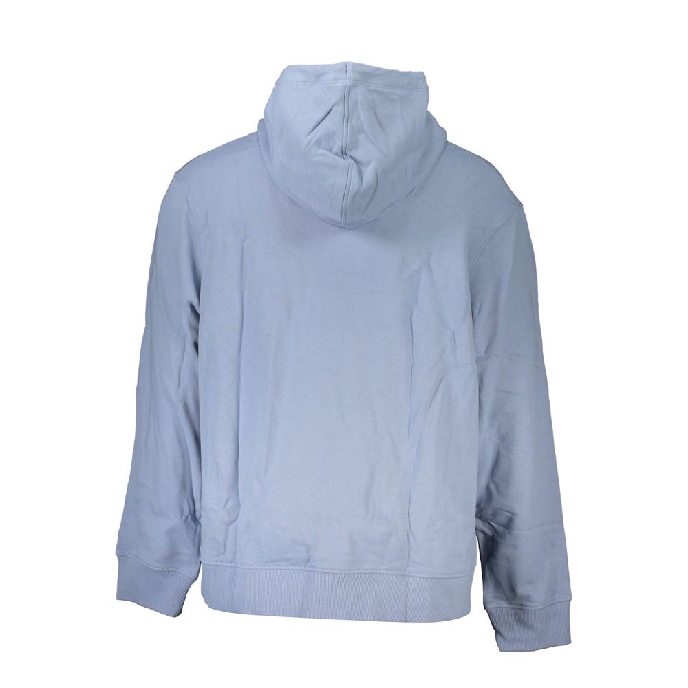 Blue Cotton Men SweaterElevate your casualwear with this statement-making Calvin Klein hoodie. Exuding urban sophistication, the long-sleeved sweatshirt, crafted from sumptuously soft cotton, showcases a bold print and the iconic Calvin Klein logo. Its br