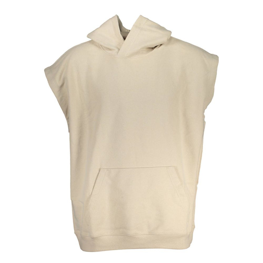 Beige Cotton Men SweaterIndulge in the sleek fusion of comfort and style with the Calvin Klein sleeveless sweatshirt. A symphony of casual chic, the beige hue complements the modern silhouette, while the signature logo stands as a testament to the impecca