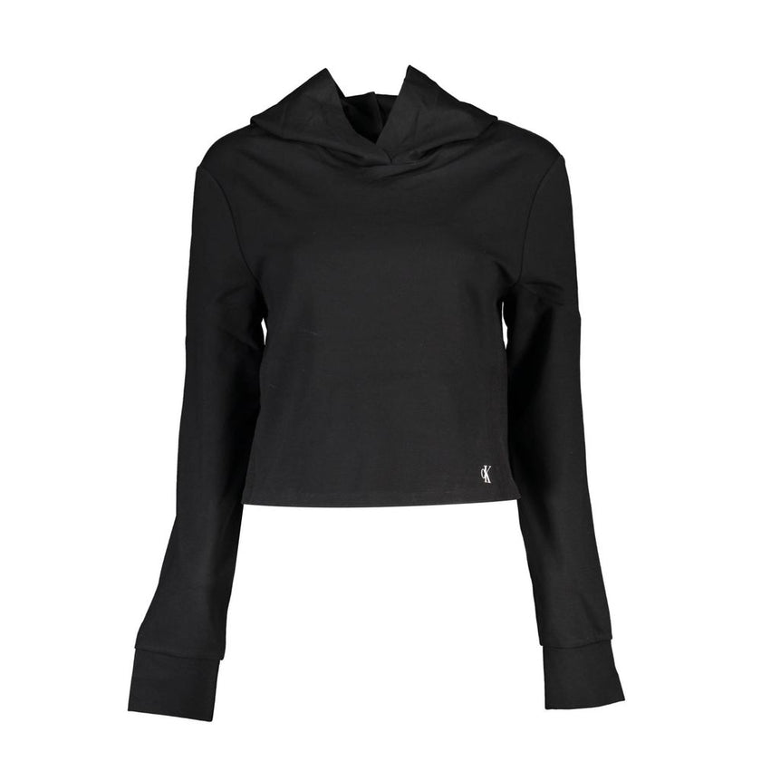 Black Viscose Women's SweaterStep into the epitome of bold comfort with this Calvin Klein long-sleeved hooded sweatshirt. Meticulously crafted with a blend that prioritizes sustainability, it features striking contrasting details that catch the eye. The s