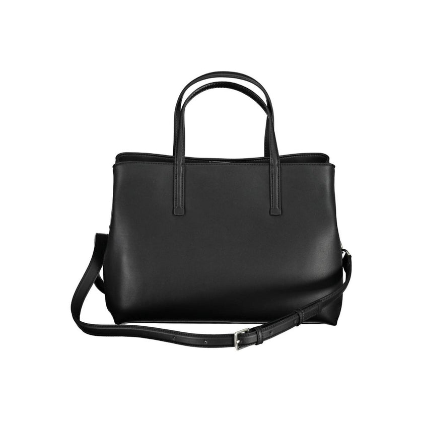 Black Polyester Handbagbag 2 handles, adjustable and removable shoulder strap, 2 compartments, 1 central pocket, 1 inside pocket, zip and snap closure, logo, 100% recycled polyesterBlack Polyester Handbag${tagsCalvin KleinAulae Black Polyester Handbag Cal