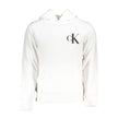 White Cotton Men Sweater with HoodInfuse timeless style with a modern twist into your wardrobe with the Calvin Klein Long Sleeved Sweatshirt. Crafted for the fashion-forward individual, this fleece-lined hoodie boasts a sharp white hue that stands out, fi