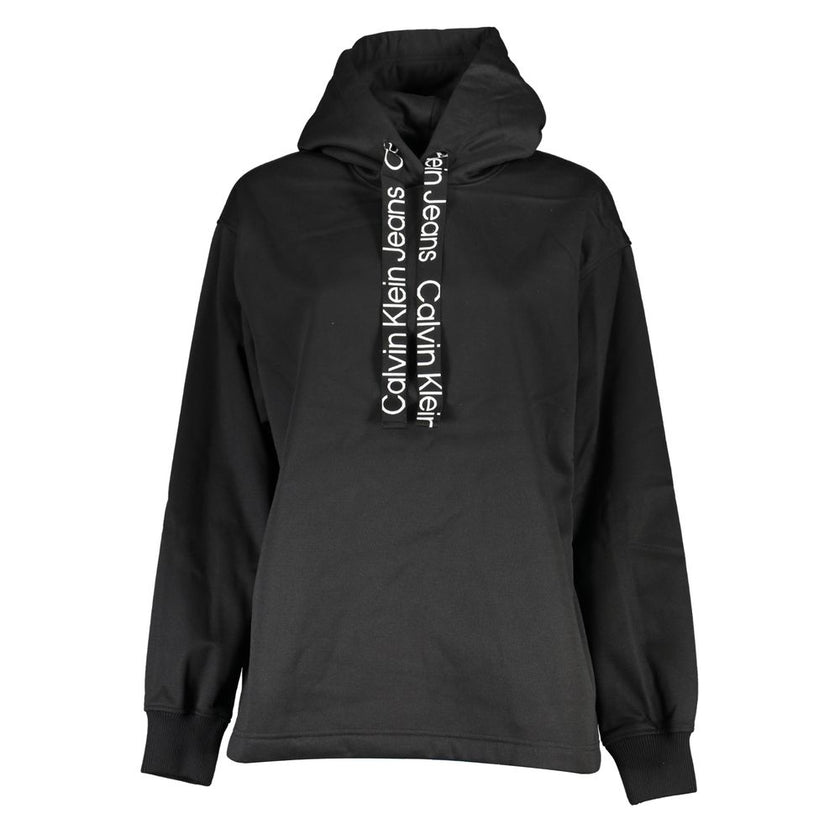 Black Polyester Women SweaterElevate your cozy-chic game with the latest offering from Calvin Klein. Wrap yourself in the embrace of this soft fleece, long-sleeved sweatshirt, featuring a sleek hood for a modern twist. Its bold contrast details and signat