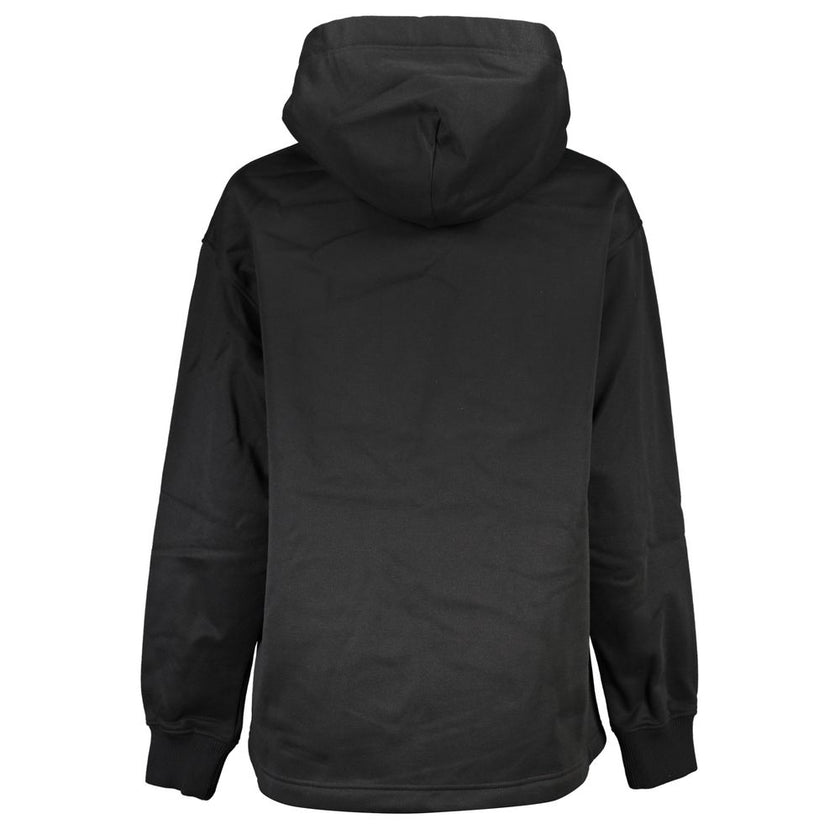 Black Polyester Women SweaterElevate your cozy-chic game with the latest offering from Calvin Klein. Wrap yourself in the embrace of this soft fleece, long-sleeved sweatshirt, featuring a sleek hood for a modern twist. Its bold contrast details and signat