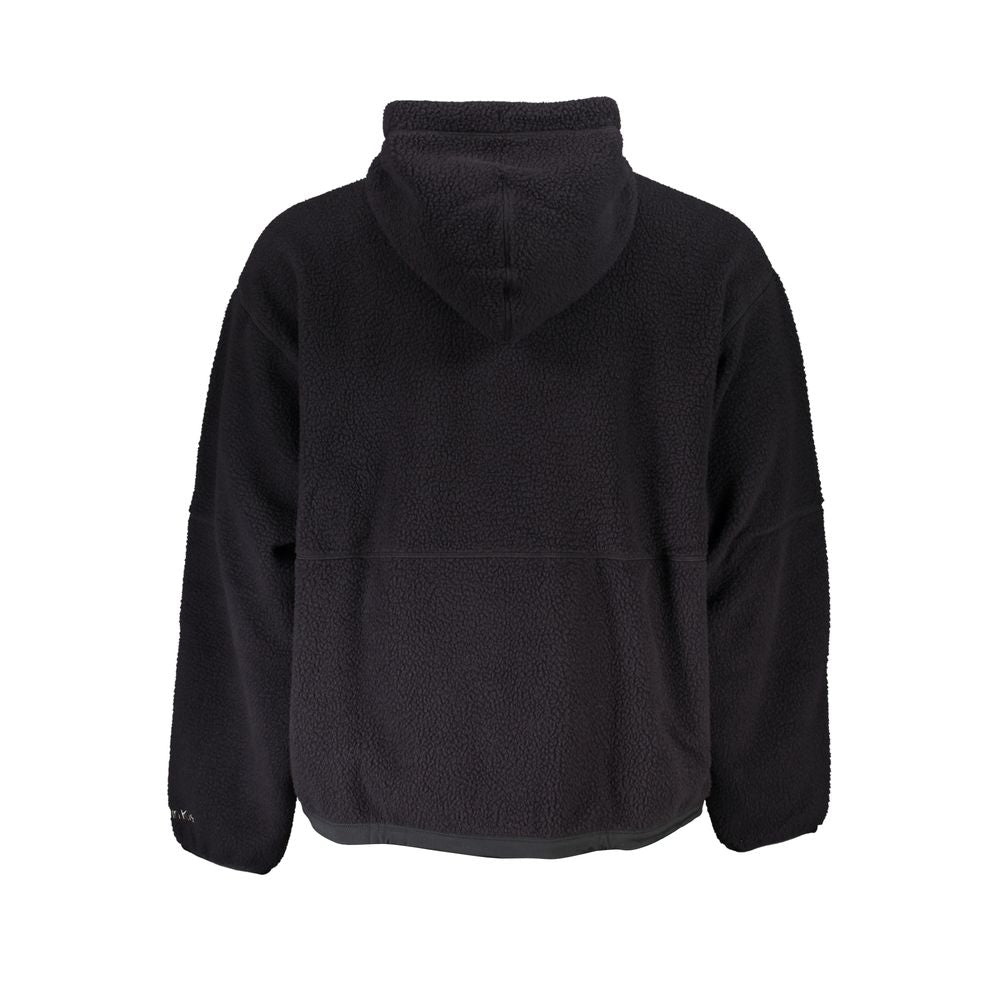 Black Polyester Men Sweater with HoodDare to make a sleek statement with the Calvin Klein long-sleeved sweatshirt. Crafted for those who appreciate the mix of sporty edge and designer elegance, this versatile hoodie flaunts an embroidered logo that’s sure