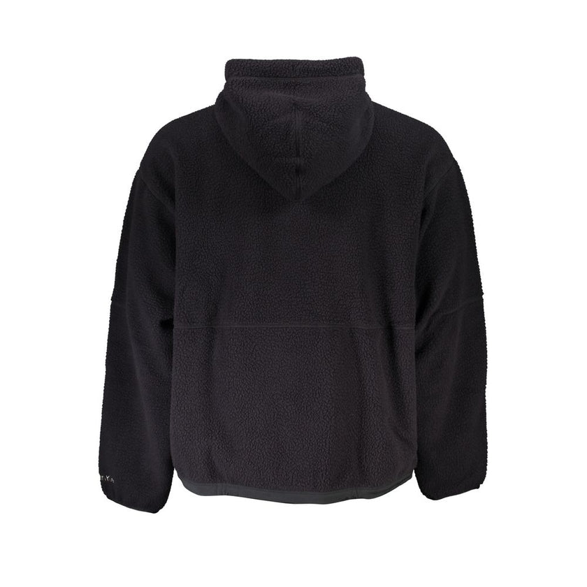 Black Polyester Men Sweater with HoodDare to make a sleek statement with the Calvin Klein long-sleeved sweatshirt. Crafted for those who appreciate the mix of sporty edge and designer elegance, this versatile hoodie flaunts an embroidered logo that’s sure
