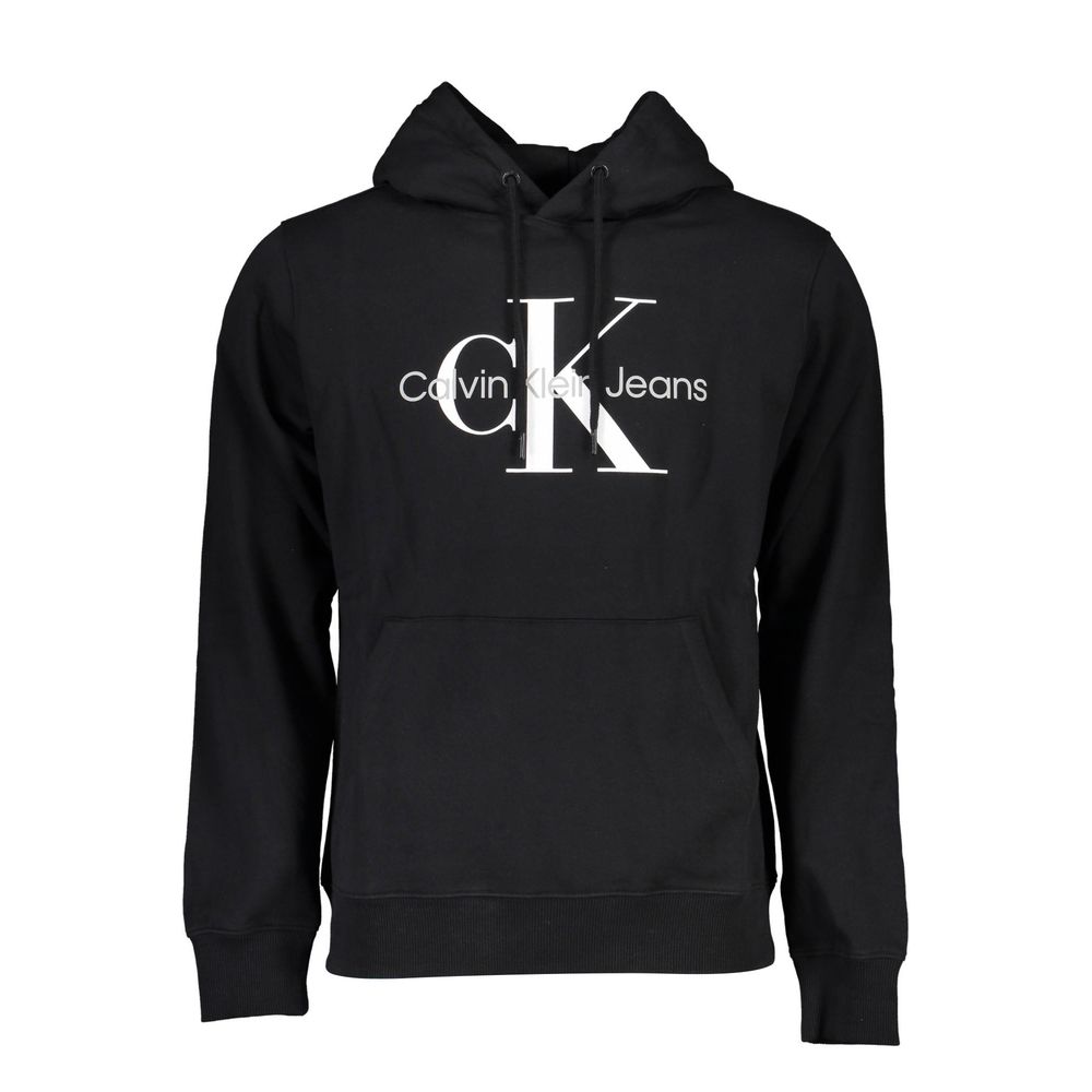 Black Cotton Men SweaterStep into sophistication with this sleek Calvin Klein sweatshirt, an emblem of bold style and superior comfort. Crafted in plush cotton with a cozy fleece interior, it ensures you stay warm with a dash of iconic fashion. The centra