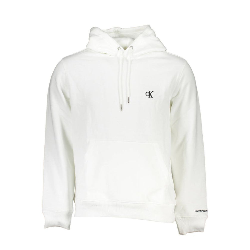 White Cotton Men's Hooded SweaterElevate your loungewear game with this pristine Calvin Klein sweatshirt. Expertly crafted, it offers both a sharp look and supreme comfort. Sporting a classic hood, convenient central pocket, and the iconic Calvin Klein lo