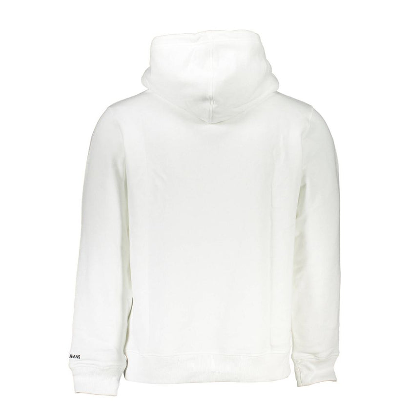 White Cotton Men's Hooded SweaterElevate your loungewear game with this pristine Calvin Klein sweatshirt. Expertly crafted, it offers both a sharp look and supreme comfort. Sporting a classic hood, convenient central pocket, and the iconic Calvin Klein lo