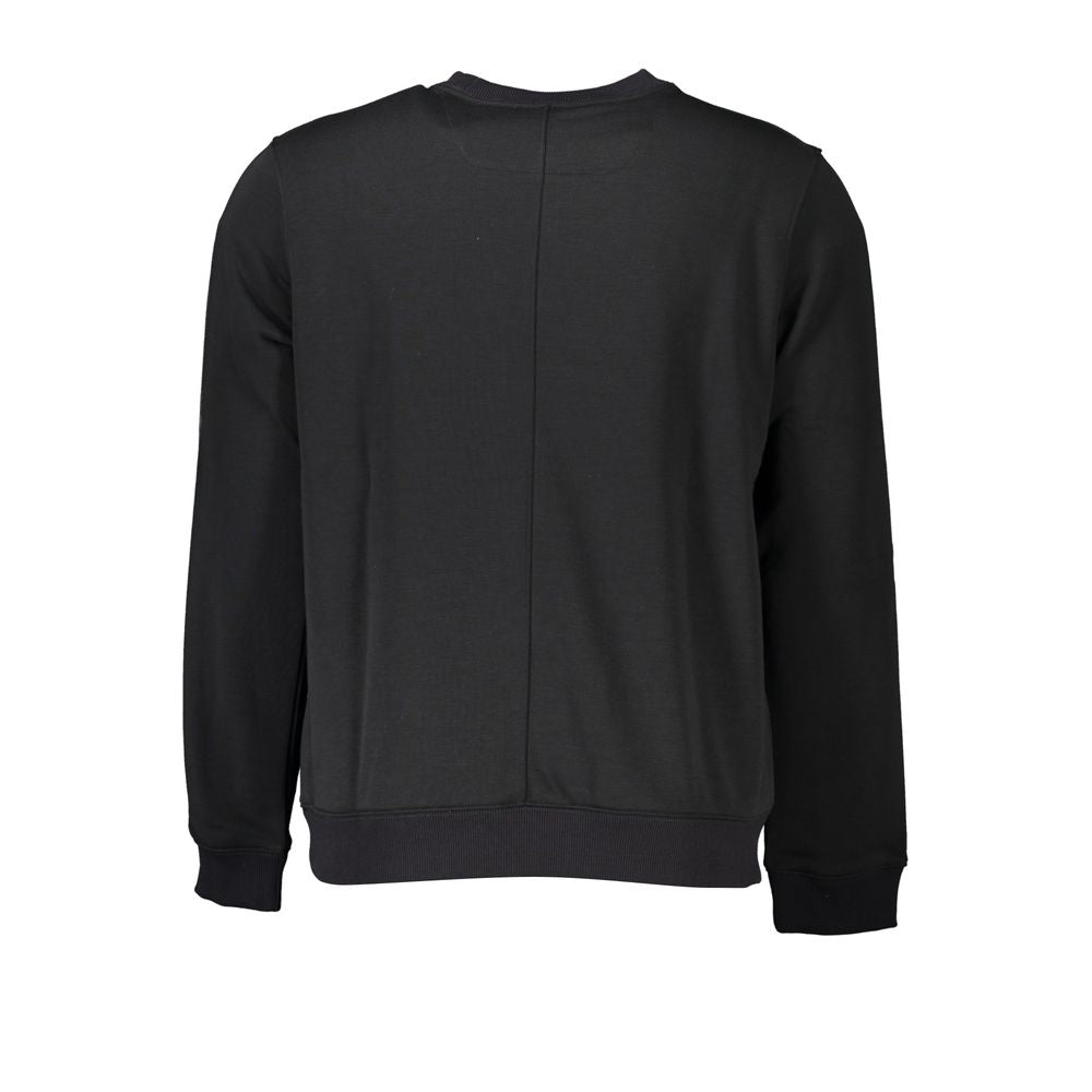 Black Polyester Men SweaterElevate your casual style with this sleek Calvin Klein sports sweatshirt. Crafted for comfort and statement-making appeal, the brushed fabric offers a luxe touch, while the bold CK print and logo upfront showcase a trendy, athle