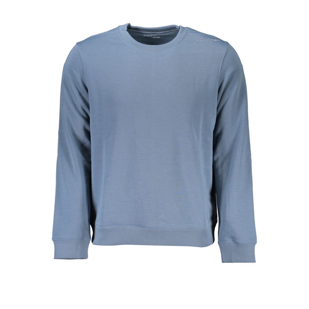 Blue Polyester Men SweaterMake a bold statement with Calvin Klein’s athleisure prowess in this sleek blue sports sweatshirt. Perfect for the modern trendsetter, it features a brushed finish for that extra touch of luxury, while the iconic CK logo print co