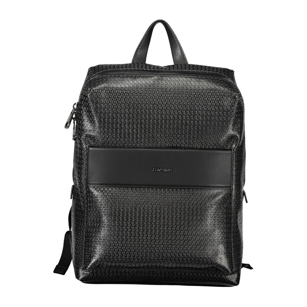 Black Polyester BackpackBACKPACK 1 HANDLE, ADJUSTABLE STRAPS, 1 EXTERNAL POCKET, 1 INTERNAL POCKET, 1 LAP-TOP COMPARTMENT, SNAP AND ZIP CLOSURE, LOGO, 50% POLYESTER RECYCLEDBlack Polyester Backpack${tagsCalvin KleinAulae Black Polyester Backpack Calvin Kl