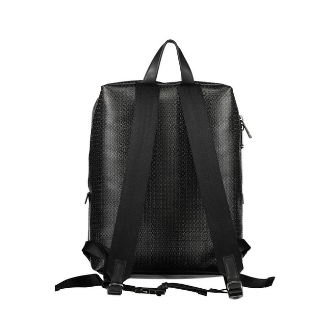 Black Polyester BackpackBACKPACK 1 HANDLE, ADJUSTABLE STRAPS, 1 EXTERNAL POCKET, 1 INTERNAL POCKET, 1 LAP-TOP COMPARTMENT, SNAP AND ZIP CLOSURE, LOGO, 50% POLYESTER RECYCLEDBlack Polyester Backpack${tagsCalvin KleinAulae Black Polyester Backpack Calvin Kl