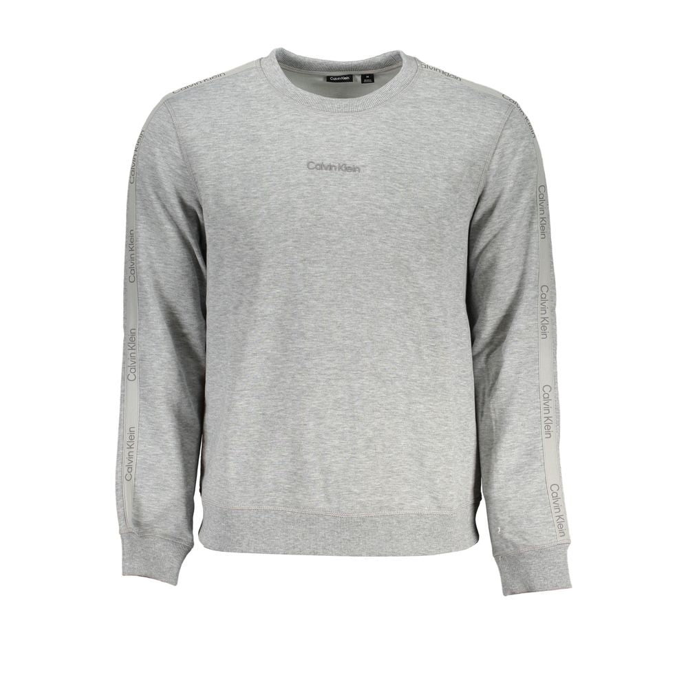 Gray Polyester Men SweaterWrap yourself in the epitome of casual sophistication with this Calvin Klein Sports Long Sleeve Sweatshirt. Designed with the modern trendsetter in mind, this brushed crew neck piece boasts striking contrast details and a bold pr
