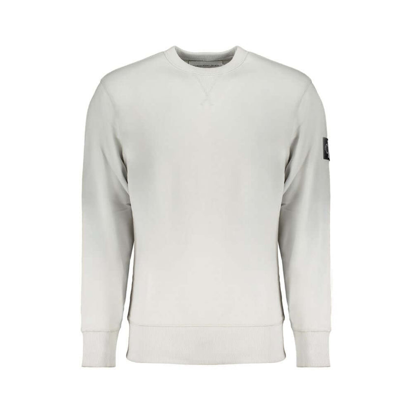 Gray Cotton Men SweaterUnleash the epitome of urban sophistication with this Calvin Klein masterpiece. A symphony of style and sustainability, this long sleeve sweatshirt is your ticket to effortless fashion. Its crew neck design and brushed interior boas