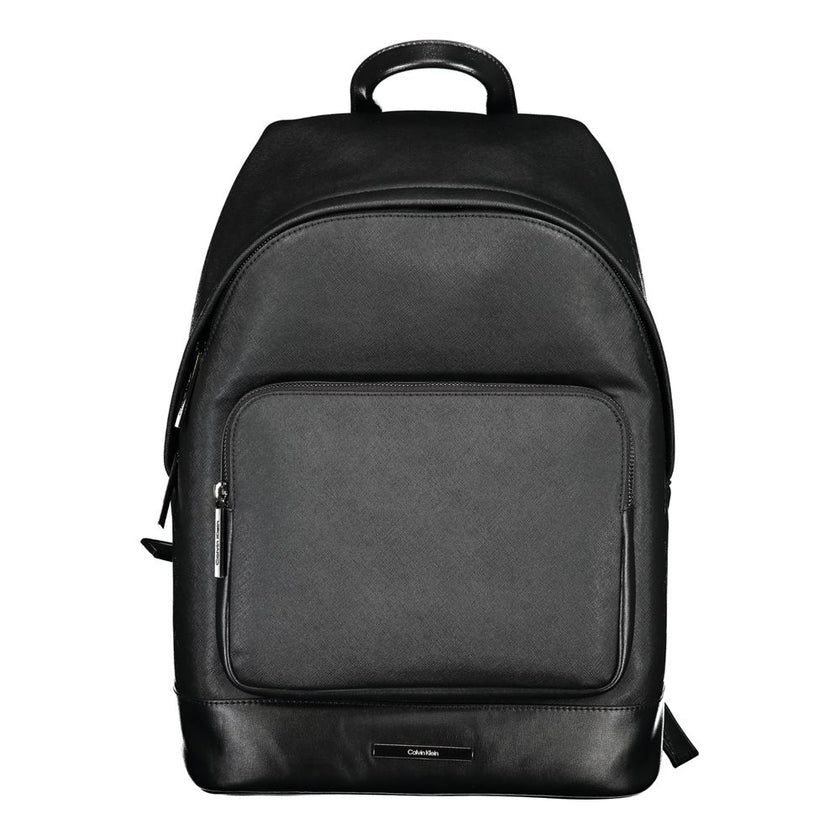 Black Polyester BackpackBACKPACK 1 HANDLE, ADJUSTABLE STRAPS, 1 EXTERNAL POCKET, 1 INTERNAL POCKET, 1 LAP-TOP COMPARTMENT, CONTRASTING DETAILS, ZIP CLOSURE, PROTECTIVE FEET, LOGO, 50% RECYCLED POLYESTERBlack Polyester Backpack${tagsCalvin KleinAulae Black