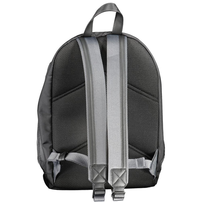 Black Polyester BackpackBACKPACK 1 HANDLE, ADJUSTABLE STRAPS, 1 EXTERNAL POCKET, 1 INTERNAL POCKET, 1 INTERNAL COMPARTMENT WITH LAP-TOP HOLDER, PEN HOLDER SPACES, CONTRASTING DETAILS, WATER REPELLENT, ZIP CLOSURE, APPLICATION, LOGO, 95% RECYCLED POLYESTER