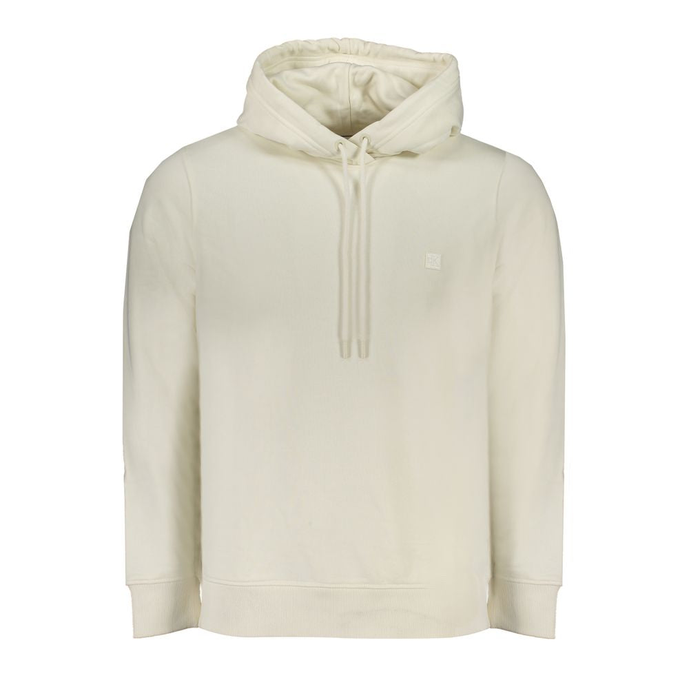 White Cotton Men SweaterElevate your loungewear with the unparalleled comfort and style of Calvin Klein’s latest offering. This sleek, long-sleeved sweatshirt is designed to turn heads while keeping you cozy. Featuring a snug hood, it’s crafted with a uni