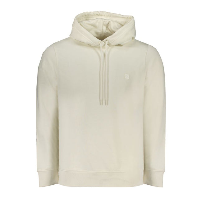 White Cotton Men SweaterElevate your loungewear with the unparalleled comfort and style of Calvin Klein’s latest offering. This sleek, long-sleeved sweatshirt is designed to turn heads while keeping you cozy. Featuring a snug hood, it’s crafted with a uni